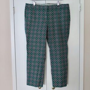 J. Crew Cafe Capri Pants - Pattern on Navy, Size 16 - Nearly New